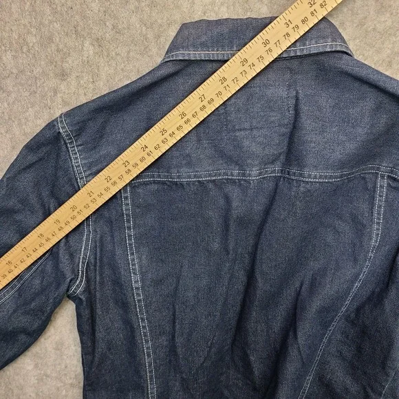 Vintage Lauren Ralph Lauren Trucker Jacket Women's Petite M Blue Denim Y2K - Picture 9 of 10